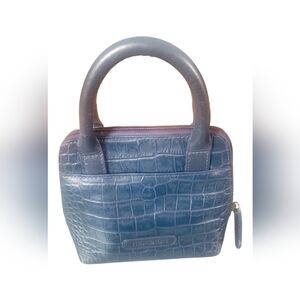 Hidesign Women's Elegant Blue  Croc-Embossed Leather Mini Handbag